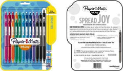Paper Mate - 1mm Ball Point Retractable Ball Point Pen - Pink, Red, Orange, Green, Turquoise, Blue, Purple & Black - Exact Industrial Supply