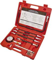 Lang - 8 Piece Dial Engine Compression Test Kit - 300 Max Pressure, 0 to 300 PSI (0 to 21 Kg/cm2) Scale - Exact Industrial Supply