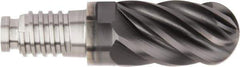 Kennametal - 25mm Mill Diam, 37.5mm LOC, Solid Carbide Ball End Mill Head - Spiral Flute, Right Hand Cut, 39° Helix, 6 Flutes, AlTiN Finish - Exact Industrial Supply