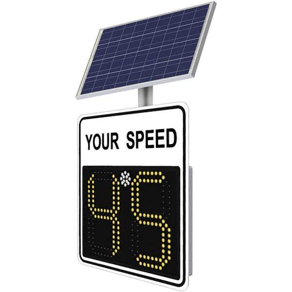 TrafficLogix - "Your Speed", 28" Wide x 28" High, Aluminum Speed Limit Signs - Black on White, High Intensity Reflectivity, Square, Post Mount - Exact Industrial Supply