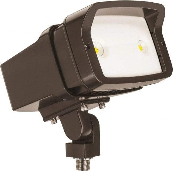 Lithonia Lighting - 120/277 Volt, 23.47 Watt, LED Floodlight Fixture - Wall Mount, 8.3" Long x 7" Wide x 6.9" High, Aluminum Housing - Exact Industrial Supply