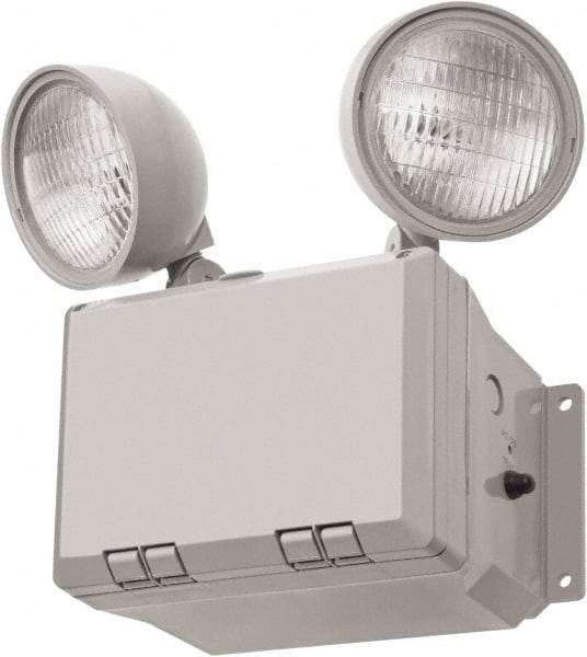 Lithonia Lighting - 2 Heads, 120/277 VAC, Thermoplastic, LED Emergency Light - 2.7 Watts, 8-3/8" Long x 12-7/8" High x 6" Wide, Sealed Nickel Cadmium Battery - Exact Industrial Supply