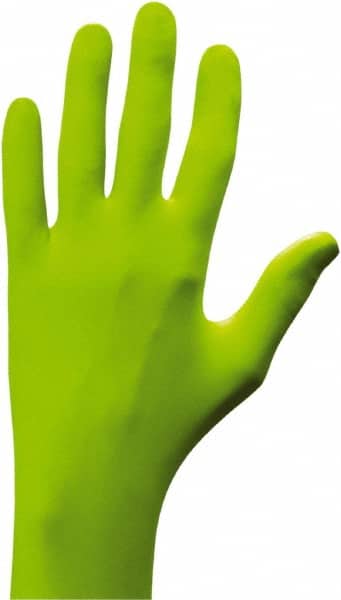 Disposable Gloves: Size X-Large, 4 mil, Nitrile Green, Textured