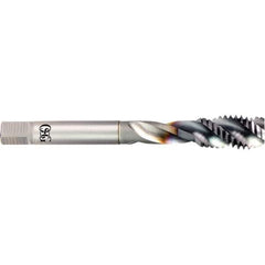 OSG - M6x1.00 Metric Coarse 3 Flute 6H Bottoming Spiral Flute Tap - Powdered Metal, V Finish, 80mm OAL, Right Hand Flute, Right Hand Thread, D5, Series 16500 - Exact Industrial Supply