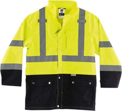 Ergodyne - Size S, Lime, Rain Jacket - 3 Pockets, Rollaway Hood - Exact Industrial Supply