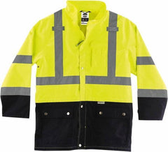 Ergodyne - Size L, Lime, Rain Jacket - 3 Pockets, Rollaway Hood - Exact Industrial Supply
