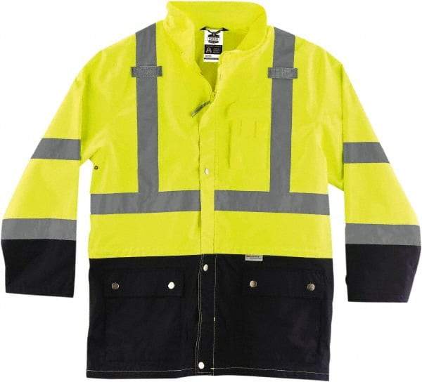 Ergodyne - Size 3XL, Lime, Rain Jacket - 3 Pockets, Rollaway Hood - Exact Industrial Supply