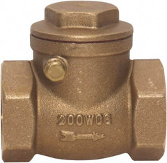 Value Collection - 1/2" Brass Check Valve - Check Swing, FNPT x FNPT, 200 WOG - Exact Industrial Supply