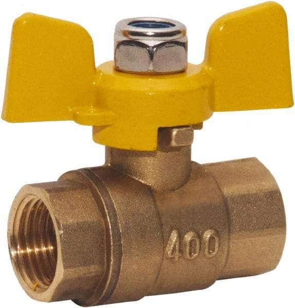 Value Collection - 1/2" Pipe, Full Port, Brass Standard Ball Valve - 2 Piece, FNPT x FNPT Ends, Tee Handle, 400 WOG, 150 WSP - Exact Industrial Supply
