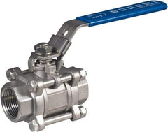 BONOMI - 3/4" Pipe, Full Port, Stainless Steel Full Port Ball Valve - 2 Piece, NPT Ends, Locking Lever Handle, 1,500 WOG, 150 WSP - Exact Industrial Supply