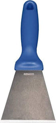Remco - Stiff Stainless Steel Beveled Scraper - 3" Blade Width x 3-1/2" Blade Length, 5-13/32" Long Ergonomic Polypropylene Handle - Exact Industrial Supply