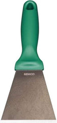 Remco - Stiff Stainless Steel Beveled Scraper - 3" Blade Width x 3-1/2" Blade Length, 5-13/32" Long Ergonomic Polypropylene Handle - Exact Industrial Supply