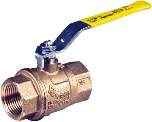 BONOMI - 3/4" Pipe, Full Port, Brass Full Port Ball Valve - Bi-Directional, NPT Ends, Lever Handle, 600 WOG, 150 WSP - Exact Industrial Supply