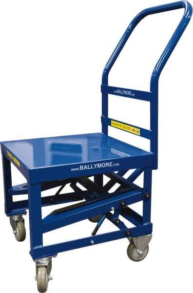 Ballymore - 400 Lb Capacity, 20" Wide x 27" Long x 42" High Mobile Cart - 1 Shelf, Steel, 2 Rigid/2 Swivel Casters - Exact Industrial Supply