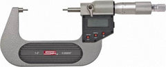 SPI - 0 to 1 Inch, 1.26 Inch Throat Depth, Electronic Spline Micrometer - 0.0001 Inch Accuracy, 0.00005 Inch Graduation, 0.25 Inch Spindle Diameter, 3mm Head Diameter, Ratchet Stop Thimble, Data Output - Exact Industrial Supply