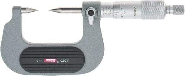 SPI - 1 Inch, Ratchet Stop, Mechanical Point Micrometer - Accurate up to 0.0001 Inch, 30° Point Angle - Exact Industrial Supply