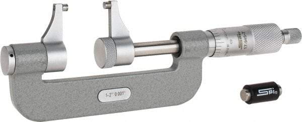 SPI - 1 to 2" Range, 0.001" Graduation, Mechanical Outside Micrometer - Ratchet Stop Thimble, Accurate to 0.00025" - Exact Industrial Supply