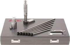 SPI - 0 to 6" Range, 6 Rod, Mechanical Depth Micrometer - Ratchet Stop Thimble, 2-1/4" Base Length, 0.001" Graduation, 4.5mm Rod Diam - Exact Industrial Supply