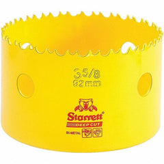 Starrett - 3-5/8" Diam, 2" Cutting Depth, Hole Saw - High Speed Steel Saw, Toothed Edge - Exact Industrial Supply
