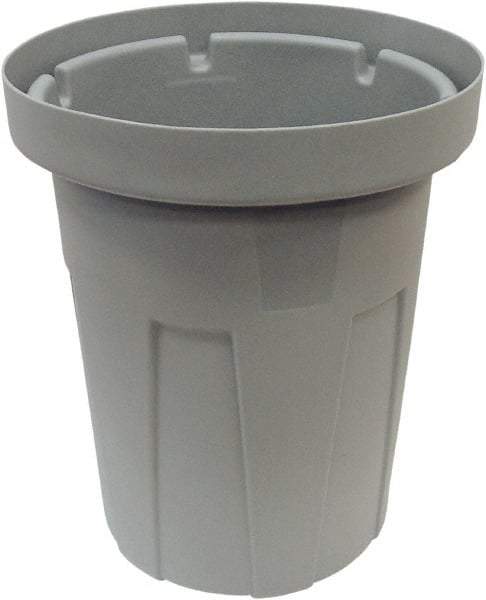 Made in USA - 40 Gal Gray Round Trash Can - Polyethylene, None Graphic, Lid Not Included - Exact Industrial Supply