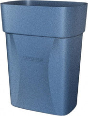 Made in USA - 14 Qt Blue Rectangle Trash Can - Polyethylene, None Graphic, Lid Not Included - Exact Industrial Supply