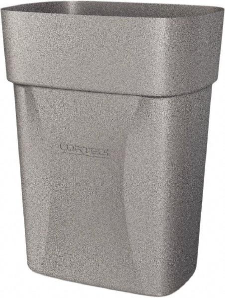 Made in USA - 14 Qt Gray Rectangle Trash Can - Polyethylene, None Graphic, Lid Not Included - Exact Industrial Supply