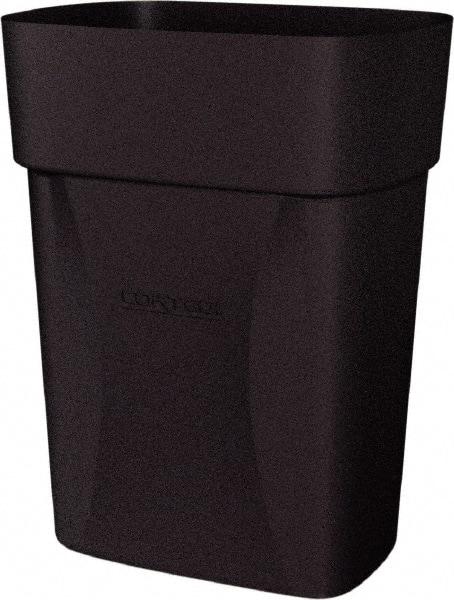 Made in USA - 14 Qt Black Rectangle Trash Can - Polyethylene, None Graphic, Lid Not Included - Exact Industrial Supply