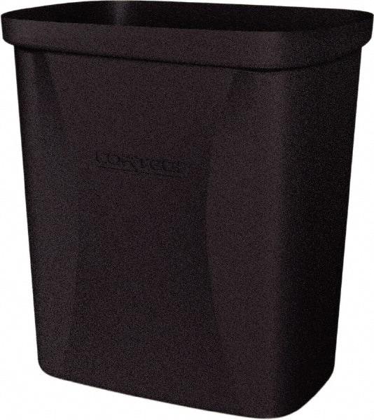 Made in USA - 10 Qt Black Rectangle Trash Can - Polyethylene, None Graphic, Lid Not Included - Exact Industrial Supply