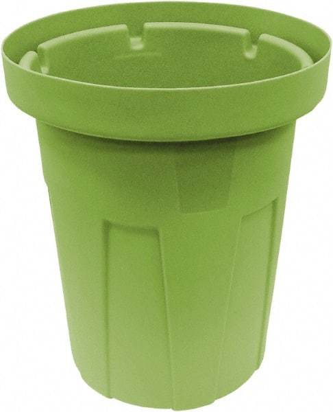 Made in USA - 50 Gal Green Round Trash Can - Polyethylene, None Graphic, Lid Not Included - Exact Industrial Supply