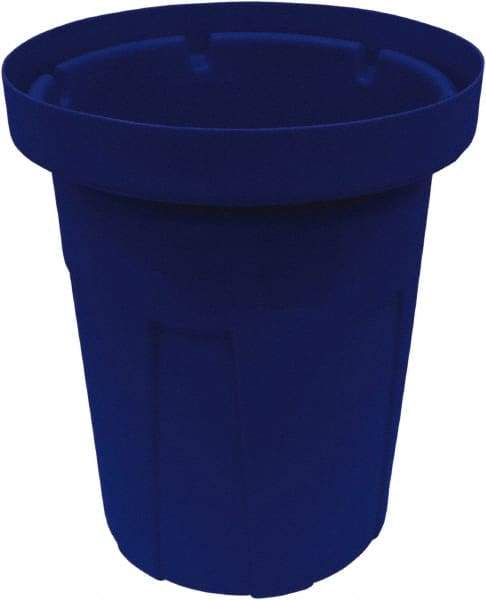 Made in USA - 40 Gal Blue Round Trash Can - Polyethylene, None Graphic, Lid Not Included - Exact Industrial Supply