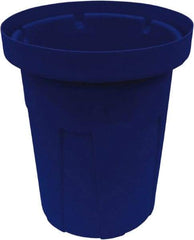 Made in USA - 55 Gal Blue Round Trash Can - Polyethylene, None Graphic, Lid Not Included - Exact Industrial Supply