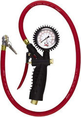 Milton - 0 to 230 psi Dial Ball Foot with Clip Tire Pressure Gauge - 36' Hose Length - Exact Industrial Supply