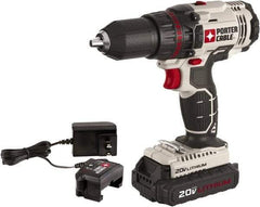 Porter-Cable - 20 Volt 1/2" Chuck Mid-Handle Cordless Drill - 0-350 & 0-1500 RPM, Keyless Chuck, Reversible, 1 Lithium-Ion Battery Included - Exact Industrial Supply