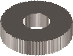 Made in USA - 0.591" Diam, 90° Tooth Angle, Standard (Shape), Cut Type Cobalt Straight Knurl Wheel - 0.157" Face Width, 0.315" Hole, Circular Pitch, 0° Helix, Bright Finish, Series CP - Exact Industrial Supply