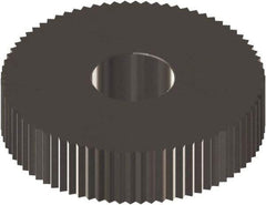 Made in USA - 1" Diam, 90° Tooth Angle, 16 TPI, Standard (Shape), Form Type Cobalt Straight Knurl Wheel - 0.236" Face Width, 5/16" Hole, Circular Pitch, 0° Helix, Ferritic Nitrocarburizing Finish, Series OS - Exact Industrial Supply