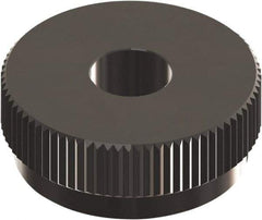 Made in USA - 1" Diam, 90° Tooth Angle, 40 TPI, Beveled Face, Form Type Cobalt Straight Knurl Wheel - 3/8" Face Width, 5/16" Hole, Circular Pitch, 0° Helix, Ferritic Nitrocarburizing Finish, Series OU - Exact Industrial Supply