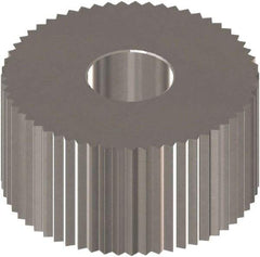 Made in USA - 1" Diam, 90° Tooth Angle, 16 TPI, Standard (Shape), Form Type High Speed Steel Straight Knurl Wheel - 3/8" Face Width, 5/16" Hole, Circular Pitch, 0° Helix, Bright Finish, Series OU - Exact Industrial Supply