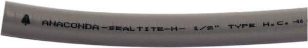 Anaconda Sealtite - 3/8" Trade Size, 100' Long, Flexible Liquidtight Conduit - Galvanized Steel & PVC, 3/8" ID, Gray - Exact Industrial Supply