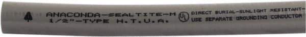 Anaconda Sealtite - 3/4" Trade Size, 100' Long, Flexible Liquidtight Conduit - Galvanized Steel & PVC, 3/4" ID, Gray - Exact Industrial Supply