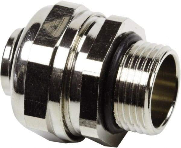 Anaconda Sealtite - 40mm Trade, Nickel Plated Brass Threaded Straight Liquidtight Conduit Connector - Partially Insulated - Exact Industrial Supply