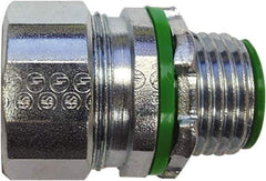 Anaconda Sealtite - 3" Trade, Zinc Plated Steel Threaded Straight Liquidtight Conduit Connector - Insulated - Exact Industrial Supply