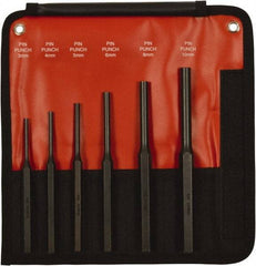 Mayhew - 6 Piece, 3 to 10mm, Pin Punch Set - Hex Shank, Steel, Comes in Kit Bag - Exact Industrial Supply