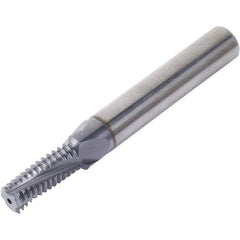 Vargus - M3x0.50 ISO, 2.4mm Cutting Diam, 3 Flute, Solid Carbide Helical Flute Thread Mill - Internal Thread, 6.25mm LOC, 45mm OAL, 4mm Shank Diam - Exact Industrial Supply