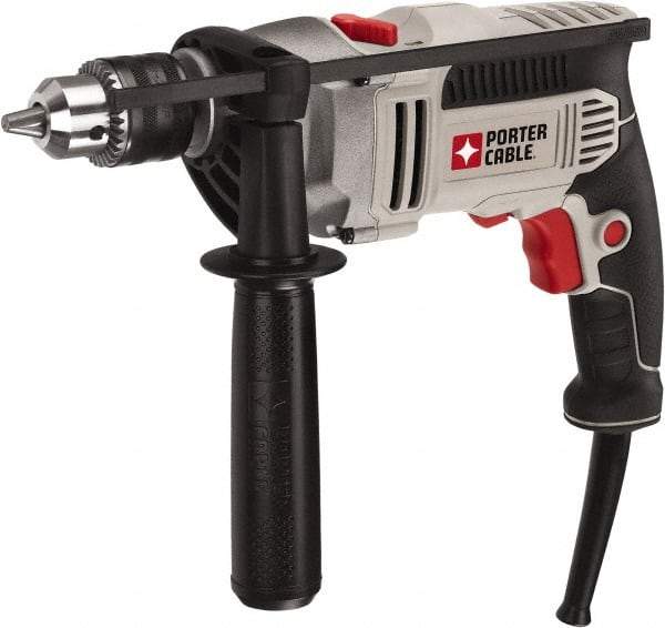 Porter-Cable - 120 Volt 1/2" Keyed Chuck Electric Hammer Drill - 0 to 57,000 BPM, 0 to 3,100 RPM, Reversible - Exact Industrial Supply