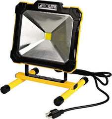 Value Collection - 120 Volt, 50 Watt, Electric, LED Portable Floor Work Light - 6' Cord, 1 Head, 5,000 Lumens, Aluminum - Exact Industrial Supply