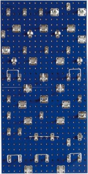 Triton - 24" Wide x 24" High Peg Board Kit - 2 Panels, 46 Hooks, Steel with Epoxy Coating, Blue - Exact Industrial Supply