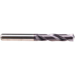 Emuge - 12mm 140° Spiral Flute Solid Carbide Screw Machine Drill Bit - TiAlN Finish, Right Hand Cut, 55mm Flute Length, 102mm OAL, Four Facet Point, Straight Shank - Exact Industrial Supply