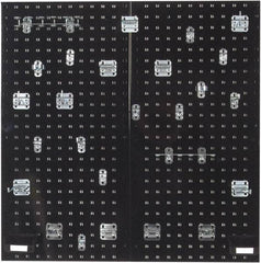 Triton - 18" Wide x 36" High Peg Board Kit - 2 Panels, 28 Hooks, Steel with Epoxy Coating, Black - Exact Industrial Supply