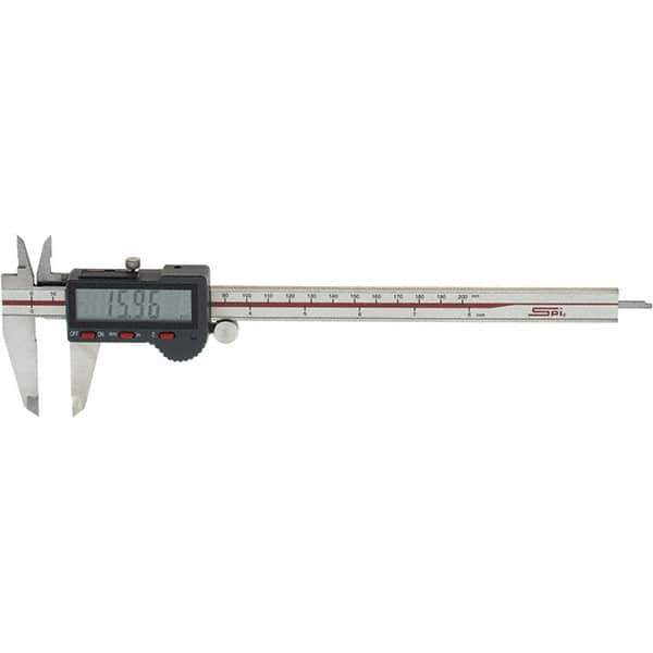 SPI - 0 to 200mm Range, 0.01mm Resolution, Electronic Caliper - Stainless Steel with 50mm Stainless Steel Jaws, 0.03mm Accuracy - Exact Industrial Supply