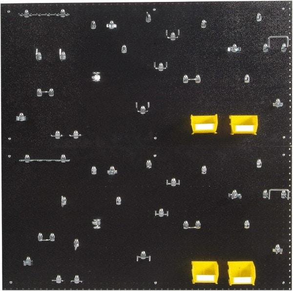 Triton - 24" Wide x 48" High Peg Board Kit - 2 Panels, 48 Hooks, Polyethylene, Black - Exact Industrial Supply